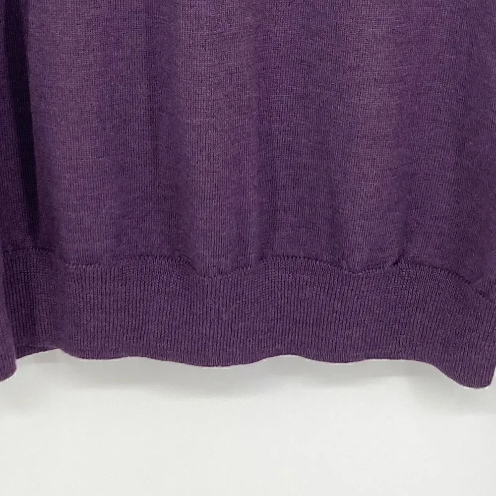 Express Design Studio Italian Merino Wool V Neck Sweater Purple Men's XL